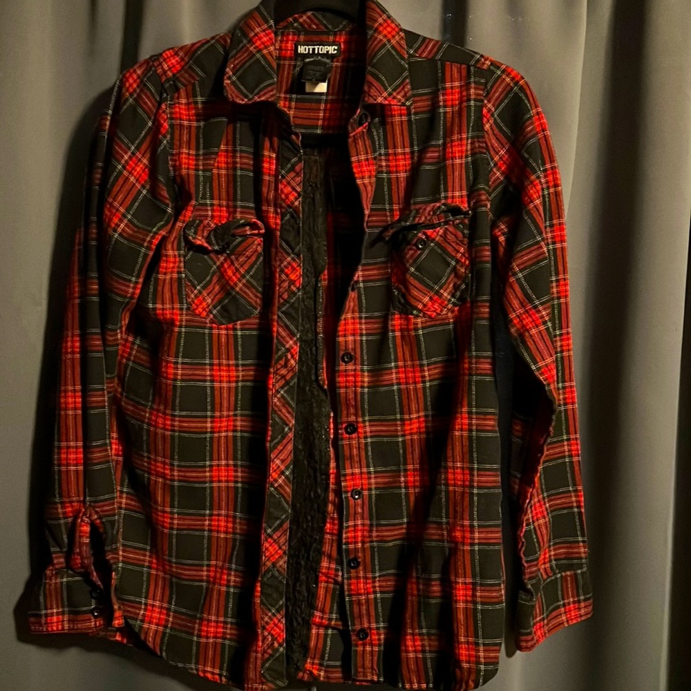 Hot Topic Red Plaid with Lace Back Panel